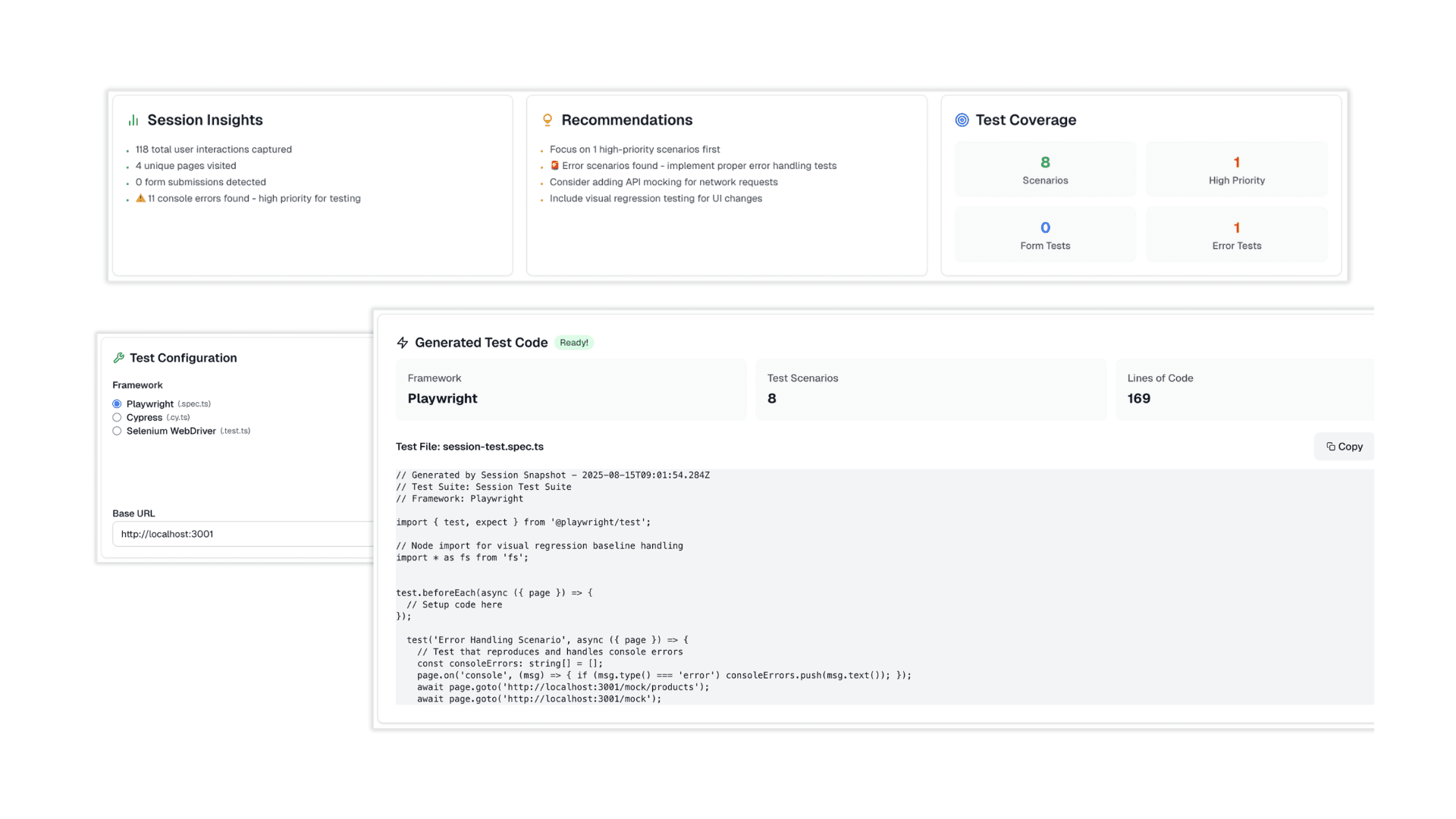 Generate tests screenshot